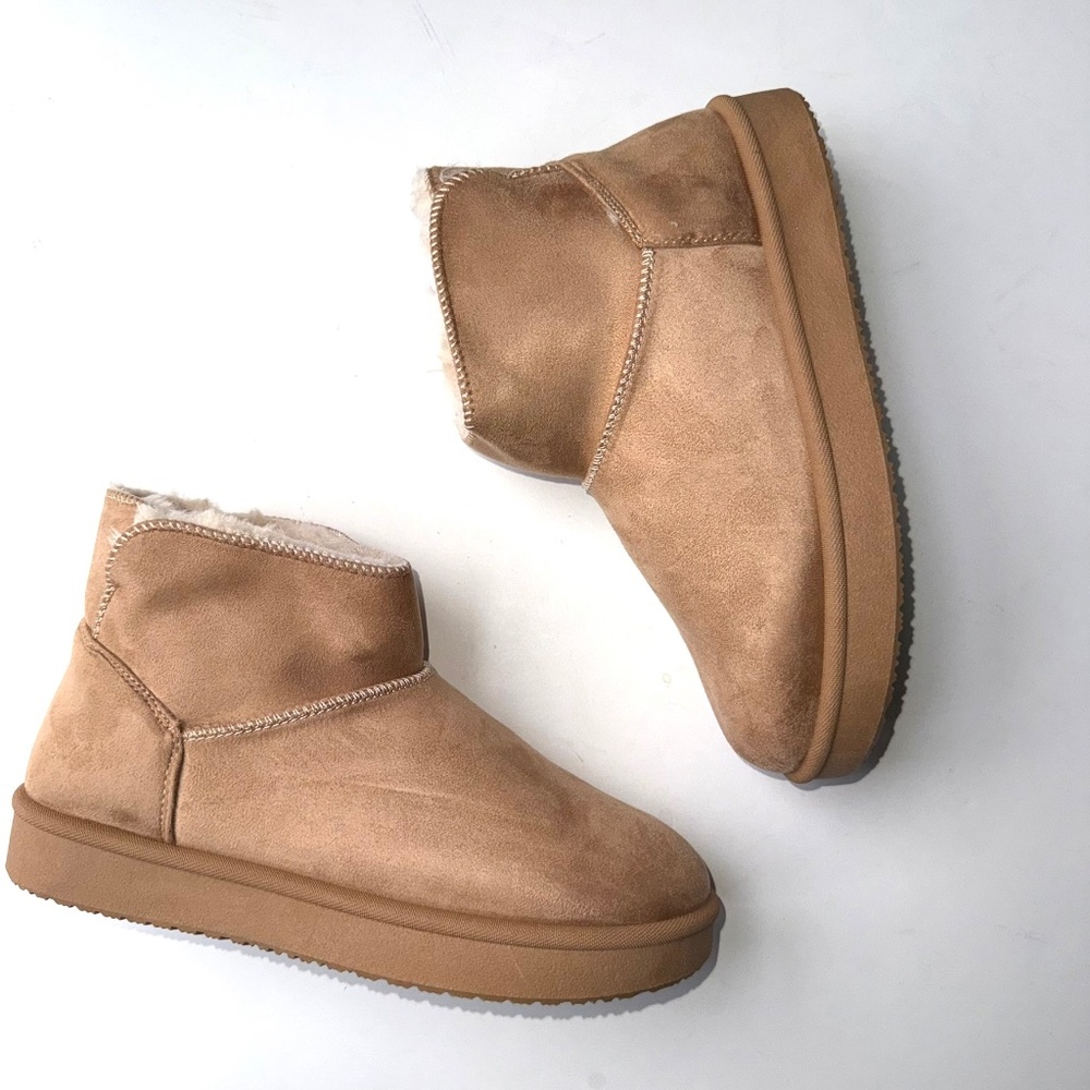 FALLS CREEK New $35 Womens 8 Tan Faux Suede Lillian Pull On Ankle Boots Box#64